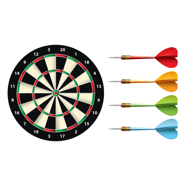Darts set isolated on white vector - Vector, Image
