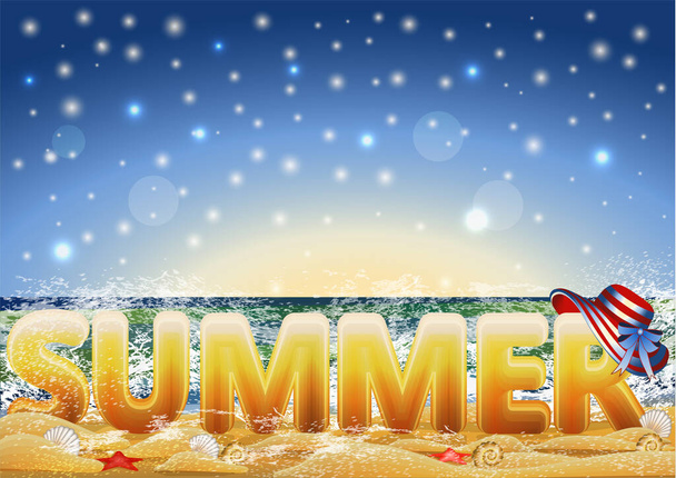 Summer Beach Party invitation card. vector illustration - Vettoriali, immagini