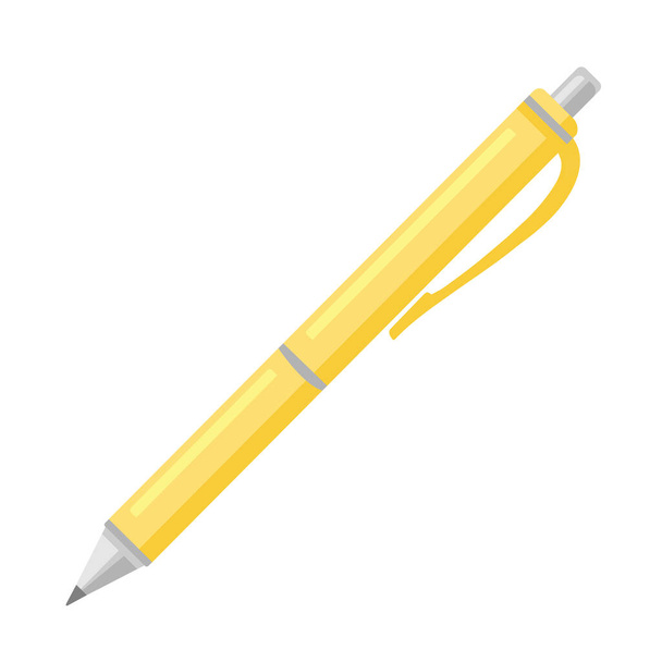 2d yellow pen vector icon. Classic pen design - Vetor, Imagem