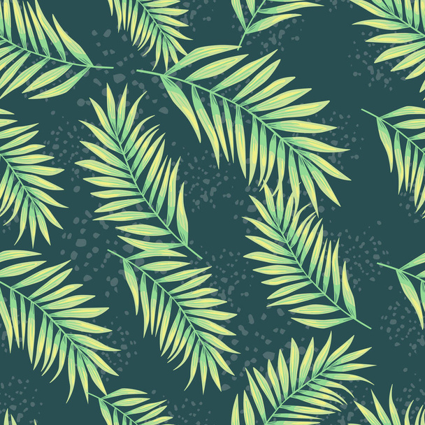 Soyut egzotik bitkilerin kusursuz desenleri. Tropik palmiye yaprakları deseni. Eğrelti otu yaprağı duvar kağıdı. Botanik doku. Çiçek arkaplan. Kumaş, tekstil baskısı, ambalaj, kapak tasarımı. Vektör illüstrasyonu - Vektör, Görsel
