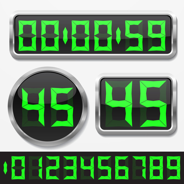 números digitais e conjunto básico de formas do corpo do relógio
. - Vetor, Imagem