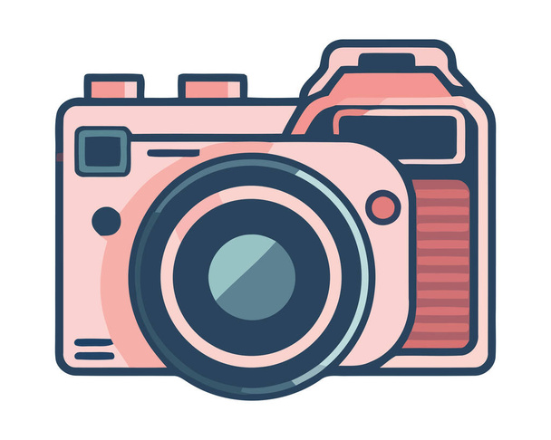 rózsaszín kamera fényképészeti eszköz tech elszigetelt - Vektor, kép