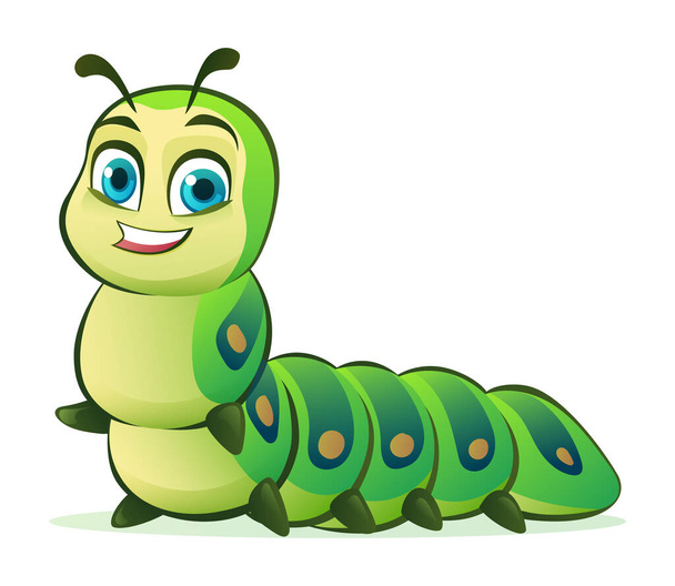 Cute caterpillar cartoon illustration isolated on white background - Vektor, kép