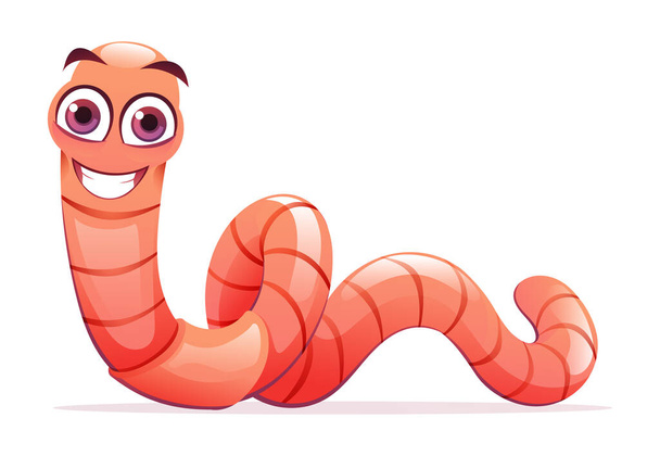 Cute worm cartoon illustration isolated on white background - Wektor, obraz