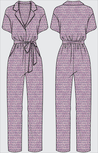 Modern female clothes, colorful illustration of female jumpsuit - Wektor, obraz