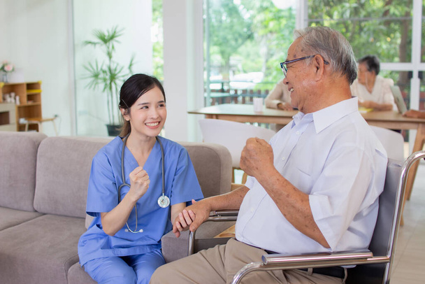 Nursing Home Care concept.Nursing Home Care concept. Asian senior citizens doing activities in nursing homes. - Photo, Image