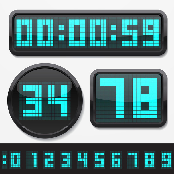 digital numbers and basic clock body shapes set. - Vector, Image