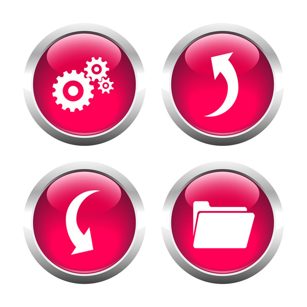 Set of colored buttons for web, gears, an arrow, a file. - Vector, imagen