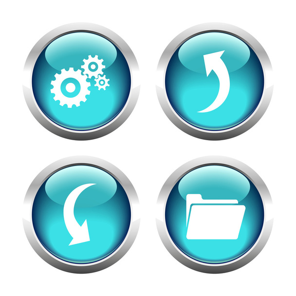 Set of colored buttons for web, gears, an arrow, a file. - Vector, imagen