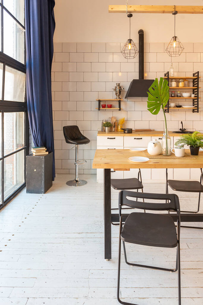 luxury modern design of a cozy small Scandinavian-style studio apartment - Zdjęcie, obraz