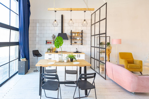 luxury modern design of a cozy small Scandinavian-style studio apartment - Fotografie, Obrázek