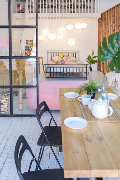 luxury modern design of a cozy small Scandinavian-style studio apartment - Valokuva, kuva