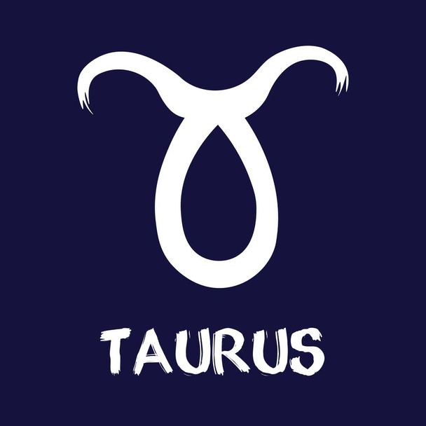 Рук намалював знаки зодіаку. Білі ікони Taurus Zdiac на синьому тлі. Астрологічні символи зодіаку - Вектор, зображення
