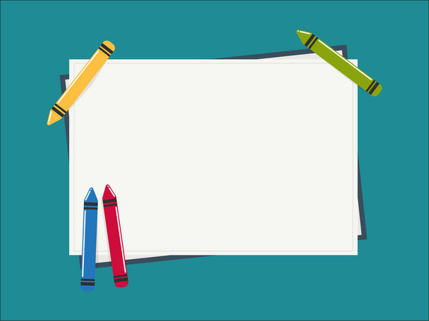 The four crayons with blank paper. Isolated Vector Illustration - Διάνυσμα, εικόνα