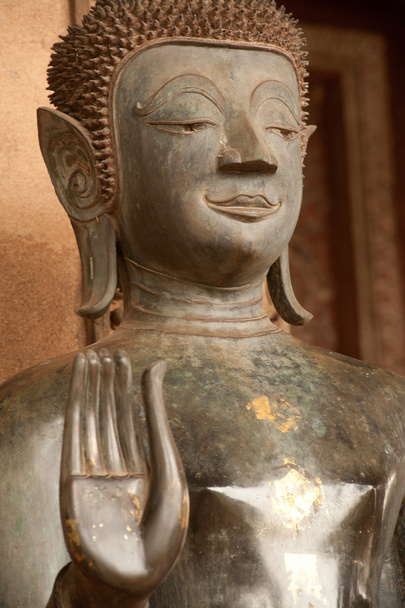 Ancient Buddha on the  Church in Hor Phakeo Temple, Laos . - Photo, image