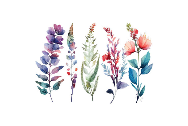 The spine of beautiful flowers watercolor. Vector illustration desing. - Vector, Image
