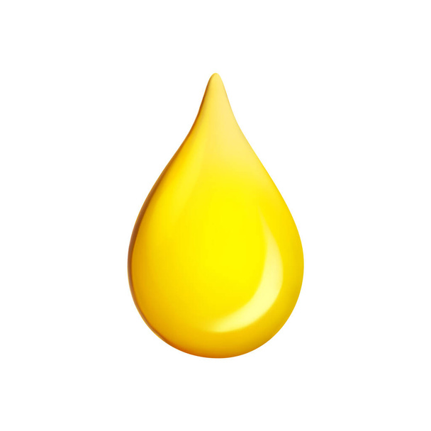 Golden vegetable oil drop on white background - Foto, afbeelding