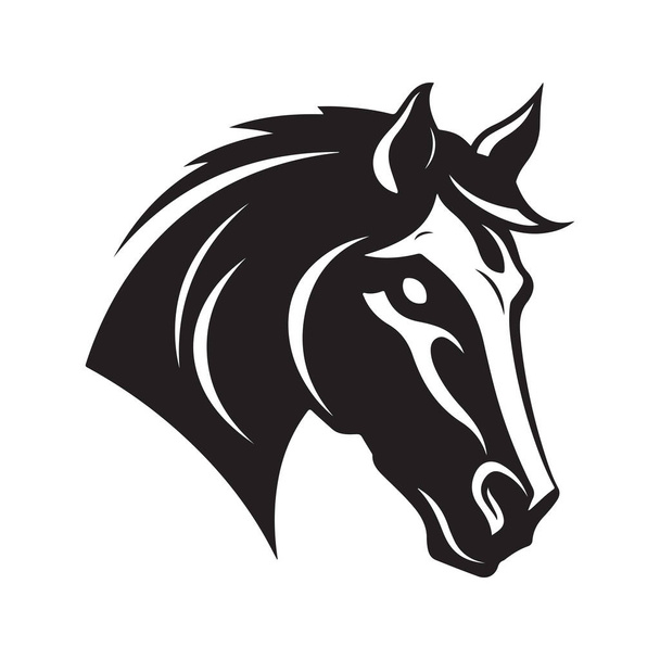 simple horse, vintage logo line art concept black and white color, hand drawn illustration - Vector, Image