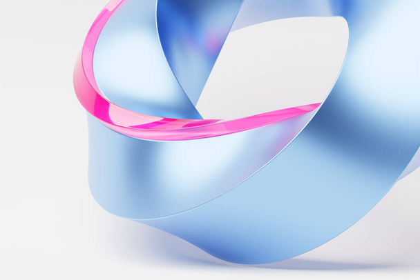 3D illustaration of a blue  crystal torus. Fantastic cell.Simple geometric shapes - Foto, imagen
