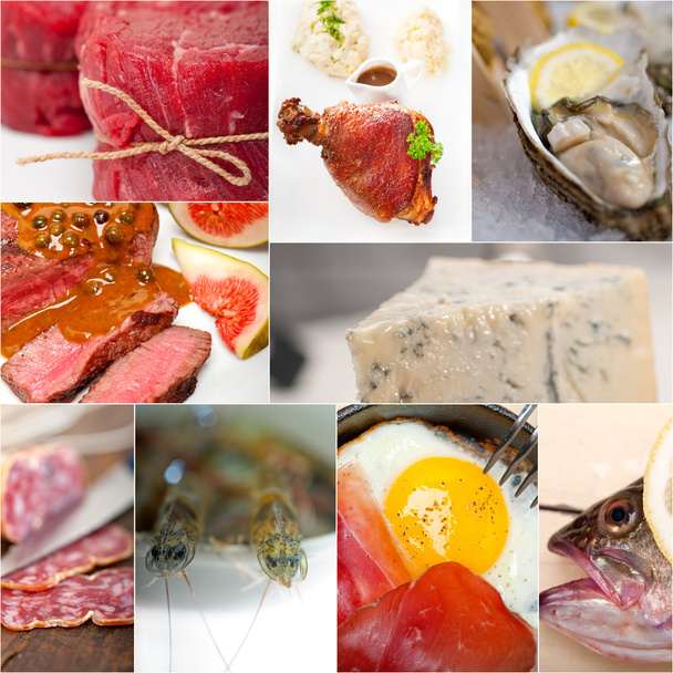 eiwitrijk voedsel collectie collage - Foto, afbeelding