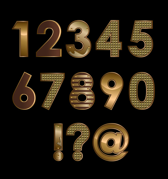 Gouden lettertype cijfers - Vector, afbeelding