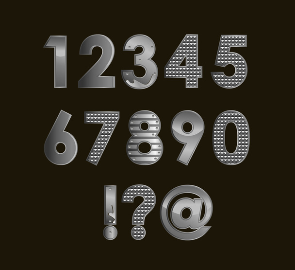 Ασημένια γραμματοσειρά ψηφία - Διάνυσμα, εικόνα