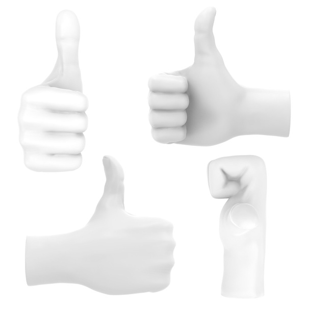 Hand with thumb up white symbol set.isolated on white. Easy editable for your design. - Photo, Image