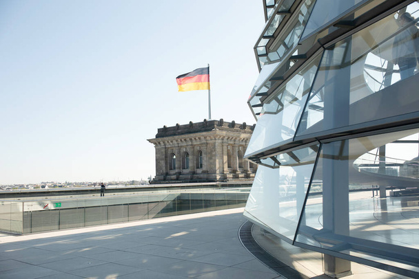 Berlin, Germany - May 2023: Reichstag dome exterior. View of the dome of Reichstag building, seat of the German Parliament, Deutscher Bundestag. - Foto, immagini