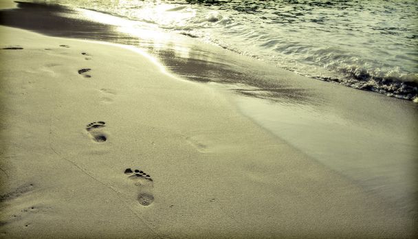 Kroki w piasku - Zdjęcie, obraz