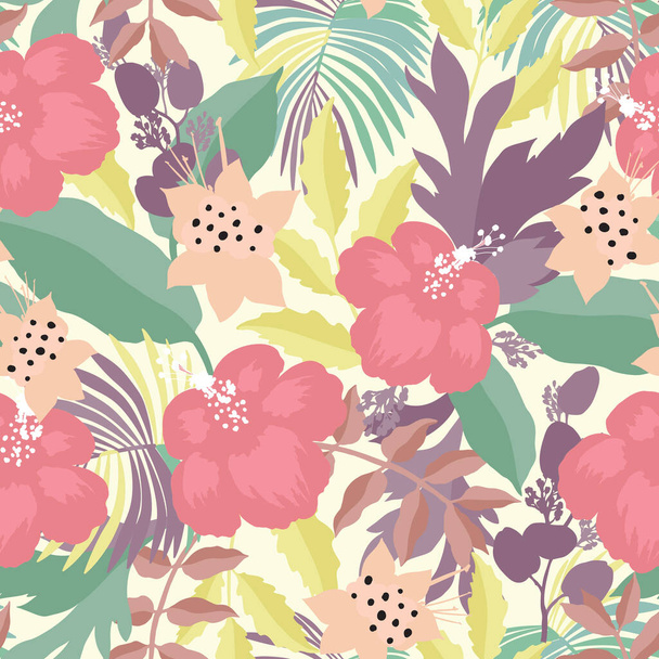 Seamless pattern with pastel flowers, Vector illustration - Vecteur, image
