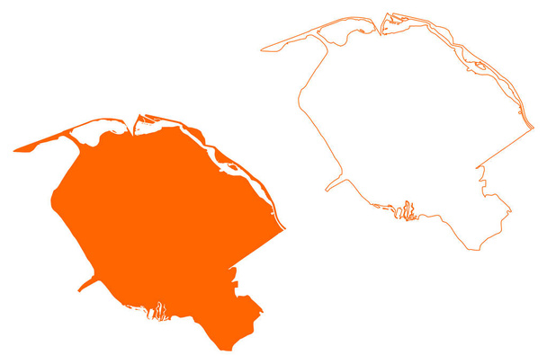 Муніципалітет Воорн-ан-Зеє (Королівство Нідерландів, Голландія, Південна Голландія або провінція Зюйд-Голландія) Векторна ілюстрація мапи, скетч-карта - Вектор, зображення