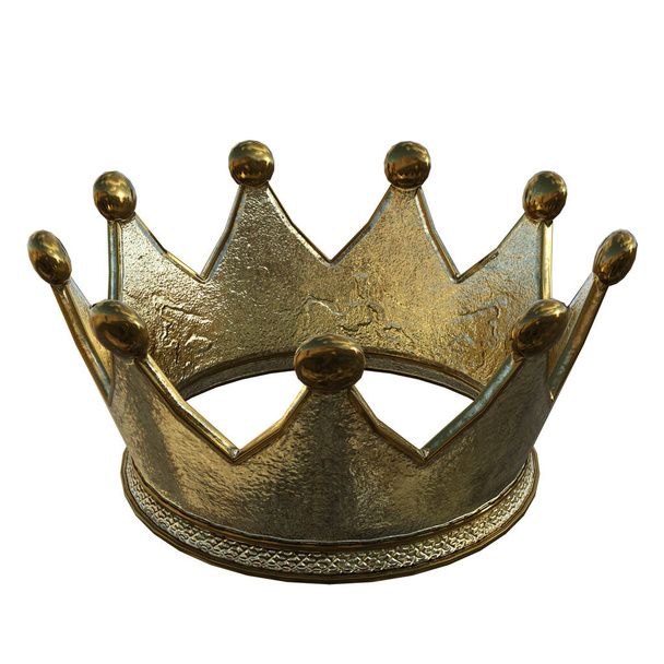 3d rendering gouden fantasie kroon koning koningin geïsoleerd - Foto, afbeelding