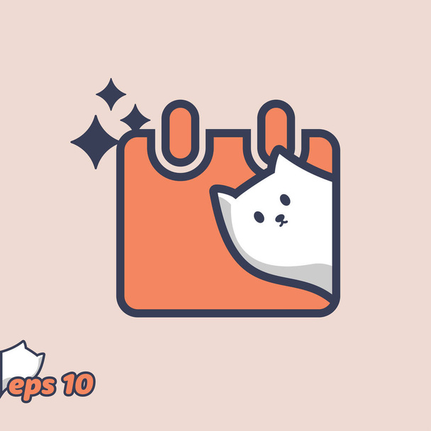 Peeking cat schedule icon, vector illustration. Flat design style eps 10. - Vetor, Imagem