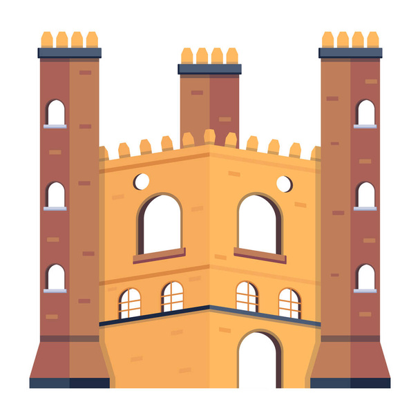 castle icon in cartoon style isolated on white background.  - Vector, imagen