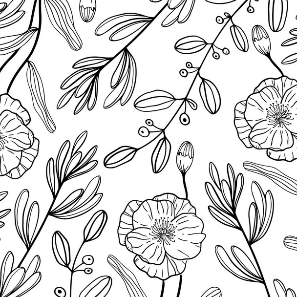 floral leaves pattern background - Vector, imagen