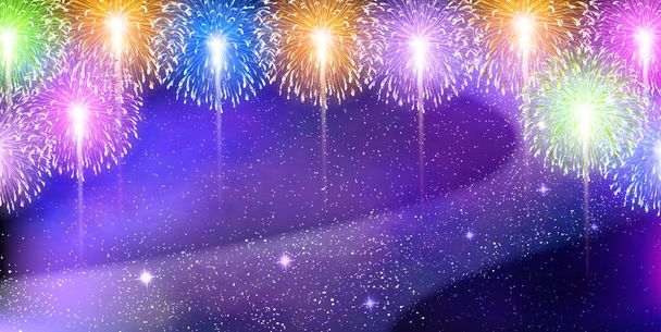 Fuegos artificiales Vía Láctea Tanabata Fondo de verano - Vector, imagen