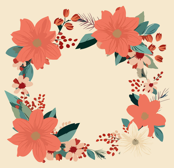 Cartoon set of flat floral stickers. Vector illustration for print - Διάνυσμα, εικόνα