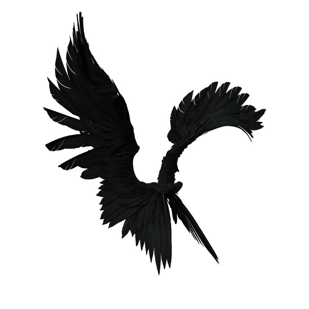 3d rendering zwart fantasie engel vleugels geïsoleerd - Foto, afbeelding