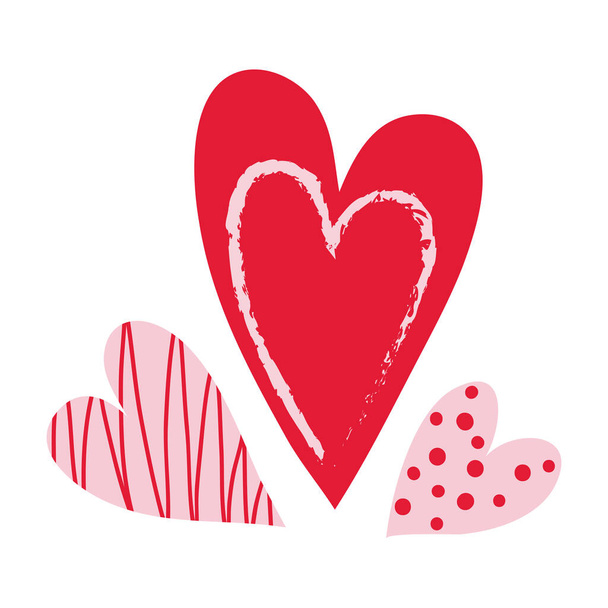 Love Heart Hand Drawn Element Illustration For Valentine Day Decoration. - Вектор, зображення