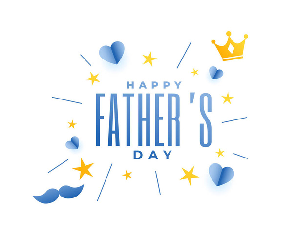 celebrating fathers day with paper hearts and crown design vector  - Vector, Image