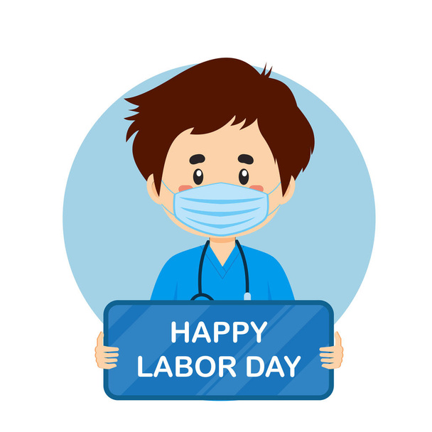 Labor day Background with Nurse - Διάνυσμα, εικόνα