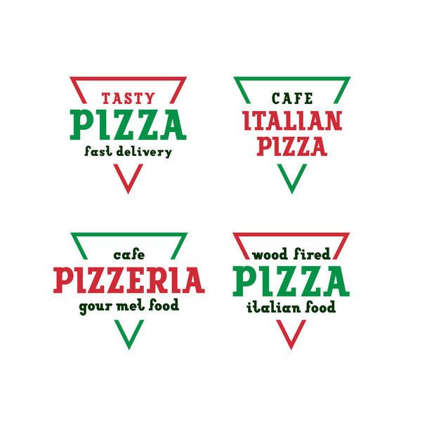 Pizzeria logo set template, design emblem or badges for cafes, fast food restaurants, or delivery pizza, vector illustration 10EPS - Vektör, Görsel