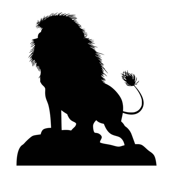 Векторный силуэт льва на белом фоне
 - Вектор,изображение