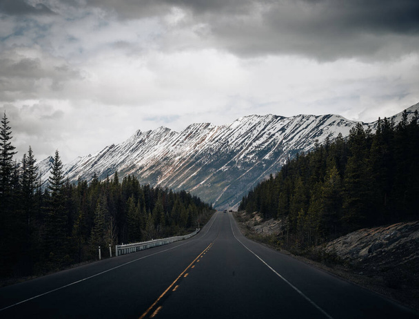 The road 93 beautiful Icefield Parkway in Autumn Jasper and banff National park,Canada. - Φωτογραφία, εικόνα
