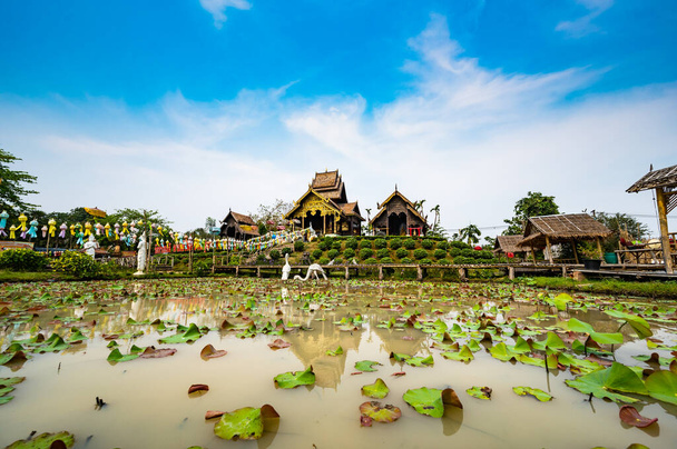 Beautiful park of Tah Mai I temple, Chiang Mai province. - Photo, image