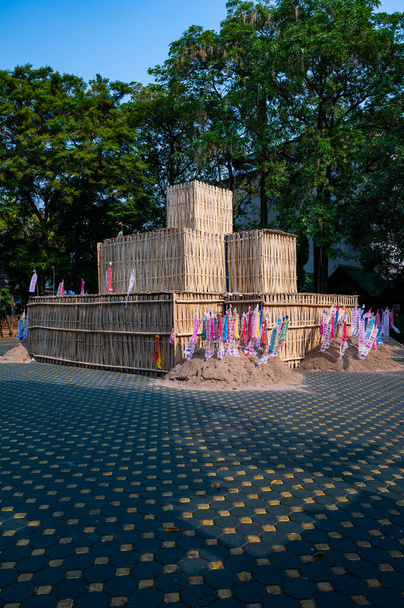 Tung Decoration for Songkran Festival in Jedlin Temple, Chiang Mai Province. - Фото, зображення