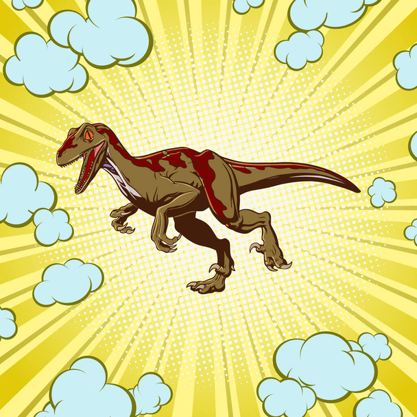 Dinoszaurusz raptor koncepció pop art stílusban nyomtatáshoz és dekorációhoz. Vektorelőfizető. - Vektor, kép