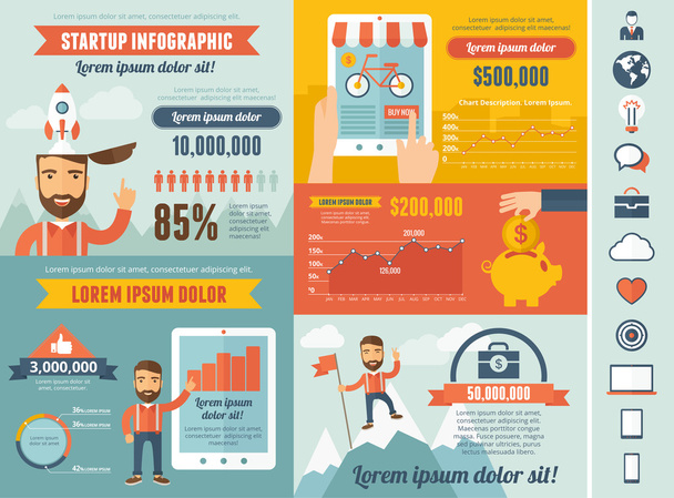 Startup Infographic Template - Vektor, kép