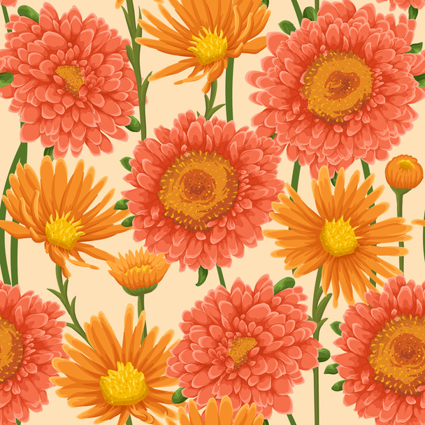 Orange Floral seamless pattern - Vecteur, image