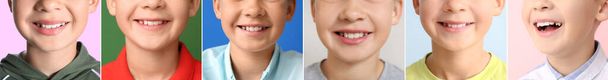 Kolaż wielu dzieci ze zdrowymi zębami, zbliżenie - Zdjęcie, obraz
